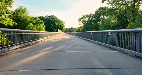 Poughkeepsie bridge spanning across the Hudson River Stock Footage 340349003