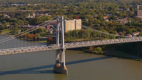 Poughkeepsie City Through Mid-Hudson Bridge and Walkway Stock Footage 329819785