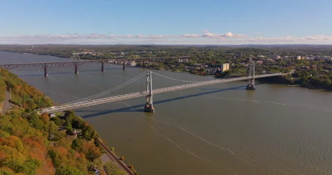 Poughkeepsie Mid-Hudson Bridge From Highland Video stock 329818629