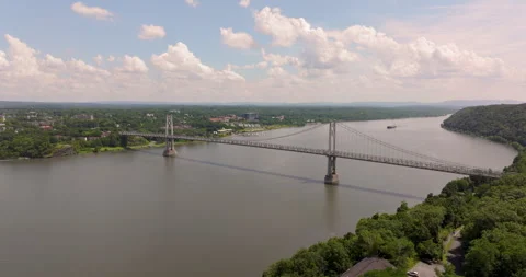 Poughkeepsie Mid-Hudson Bridge New York Highland Wide Stock Footage 329815297