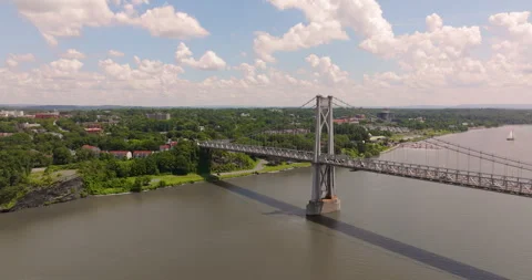 Poughkeepsie Mid-Hudson Bridge New York Wide Stock Footage 329815348