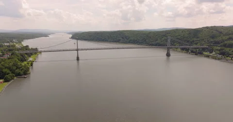 Poughkeepsie Mid-Hudson Bridge New York Wide Above Stock Footage 329815388