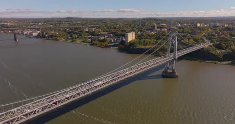 Poughkeepsie Mid-Hudson Bridge Pull Back Wide Stock Footage 329818466
