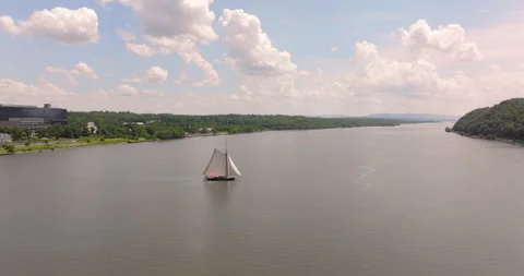 Poughkeepsie Sailboat Hudson River Stock Footage 329802178