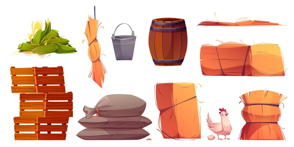 Poultry farm design elements set Illustrazione stock