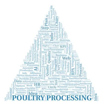 Poultry Processing typography word cloud create with the text only. イラスト素材