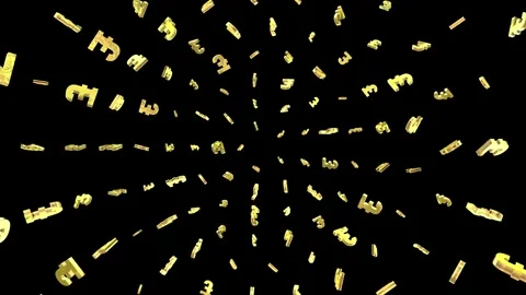 Pound 3d gold symbol particle. Stock Footage 344096272