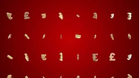 Pound 3d gold symbol particle. 库存影片 344096287