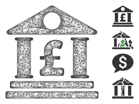 Pound Bank Building Web Vector Mesh Illustration Ilustración de archivo