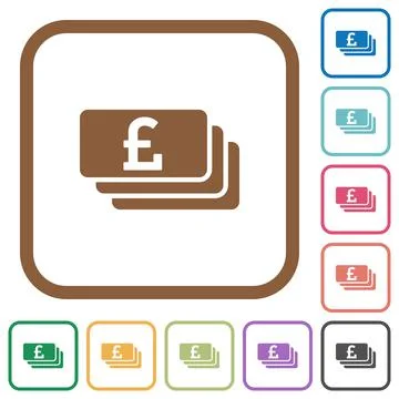 Pound banknotes simple icons Stock Illustration
