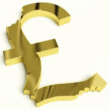 Pound with bite showing devaluation economic crisis and recession Illustrazione stock