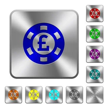 Pound casino chip rounded square steel buttons Stock Illustration