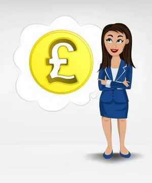Pound coin in bubble idea concept of woman in suit vector illustration イラスト素材