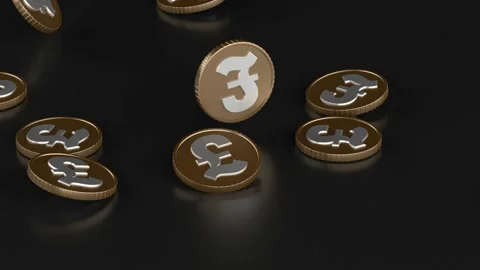 Pound Coins Falling To The Surface Close-up Stock Footage 151209852