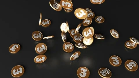 Pound Coins Falling To The Surface Stock Footage 151209854
