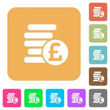 Pound coins rounded square flat icons 스톡 일러스트
