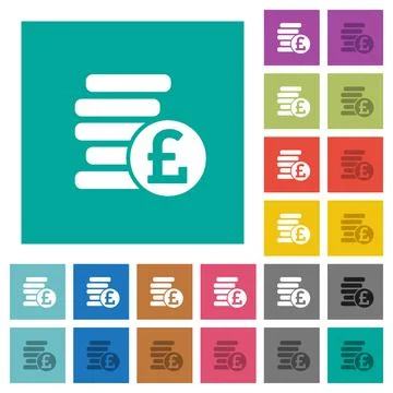 Pound coins square flat multi colored icons Stockillustratie