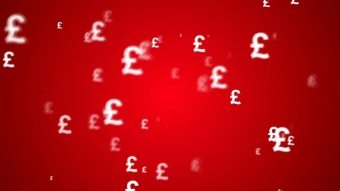 Pound Currency Animated Looping Background Red Stock Footage 88991624