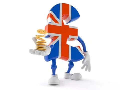 Pound currency character with coins Stock Illustration