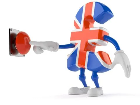 Pound currency character pushing button Stock Illustration