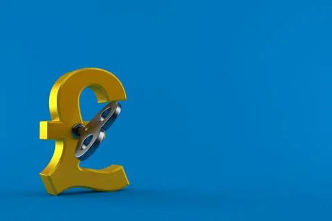 Pound currency with clockwork key Stock Illustration