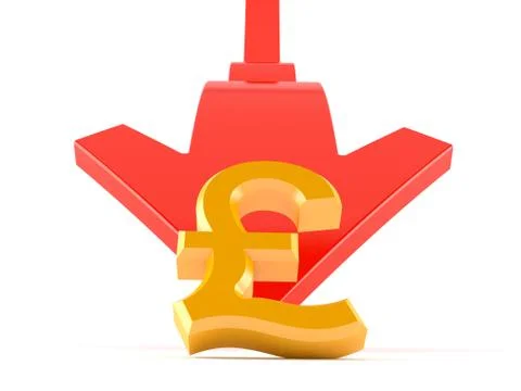 Pound currency going down concept Illustrazione stock
