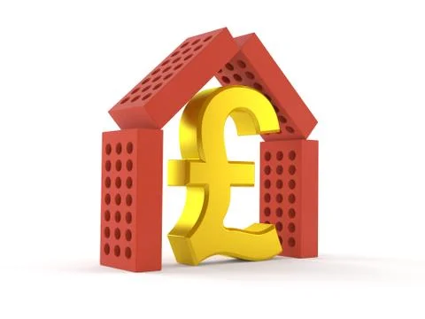 Pound currency inside house of bricks Stock Illustration