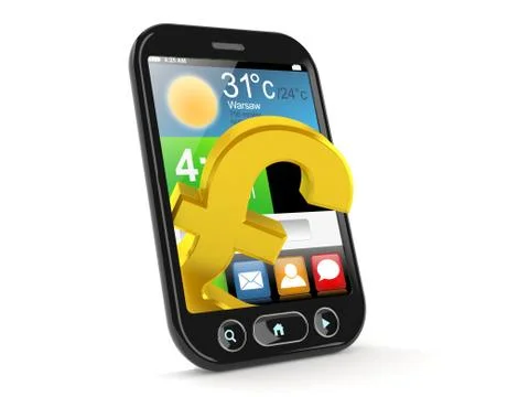 Pound currency inside smartphone Stock Illustration