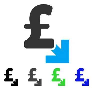 Pound Decrease Flat Icon Stock Illustration