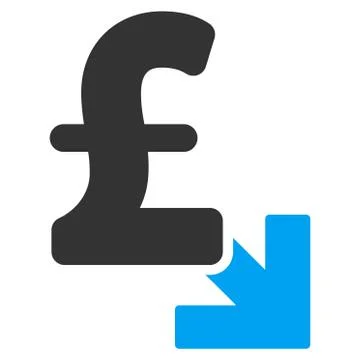 Pound Decrease Flat Vector Icon Symbol Illustrazione stock
