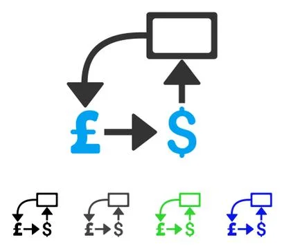 Pound Dollar Flow Chart Flat Icon Stock Illustration