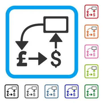 Pound Dollar Flow Chart Framed Icon 库存插图
