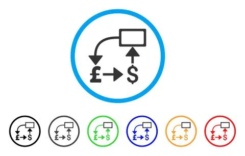 Pound Dollar Flow Chart Rounded Icon Stock Illustration