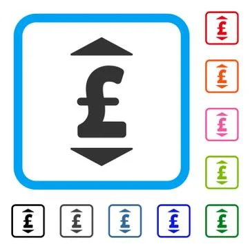 Pound Up Down Framed Icon Stock Illustration