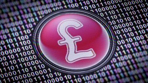 Pound icon. Binary code ( array of bits ) in the screen. Looping footage Stock Footage 110754503