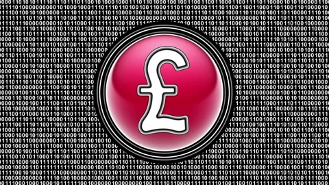 Pound icon. Binary code ( array of bits ) in the screen. Looping footage. Video stock 123881665