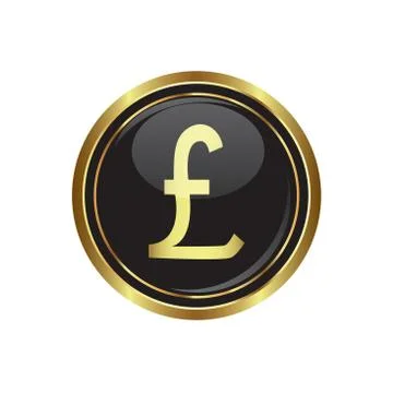 Pound icon gold Stock Illustration