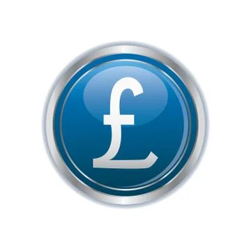 Pound icon silver blue Stock Illustration