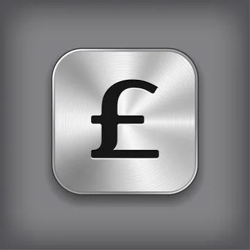 Pound icon - vector metal app button Stock Illustration