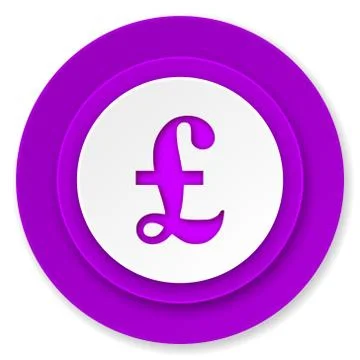 Pound icon, violet button. Stock Illustration