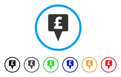 Pound Map Pointer Rounded Icon Stock Illustration