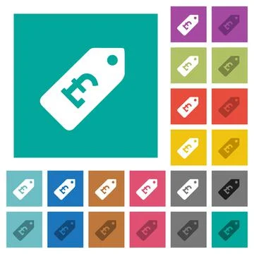 Pound price label square flat multi colored icons Stock Illustration
