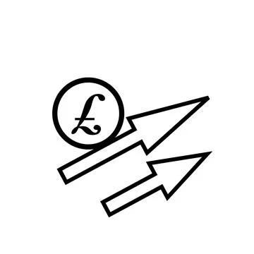 Pound rate increase icon. arrow up - illustration Stock Illustration