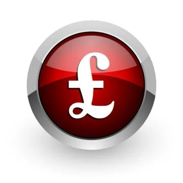 Pound red circle web glossy icon. Stock Illustration