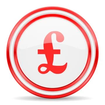 Pound red white glossy web icon Stock Illustration
