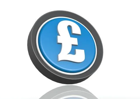 Pound round icon in blue Stock Illustration