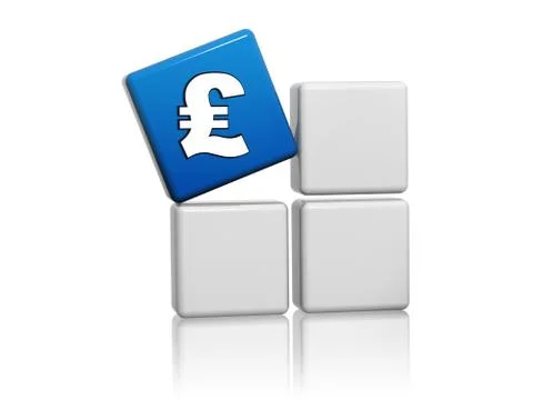 Pound sign in blue cube on grey boxes Stock Illustration