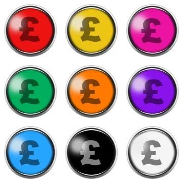 Pound  sign button icon set isolated on white with clipping path Stock Illustration
