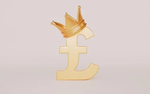 Pound sign king crown light on brown color background Stock Illustration