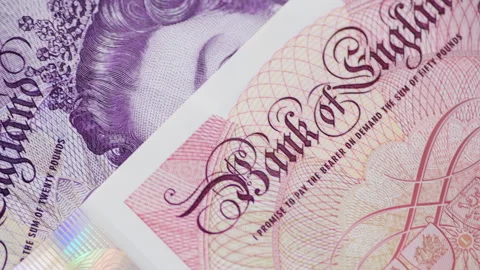 Pound Sterling bank notes macro. Stock Footage 312614648